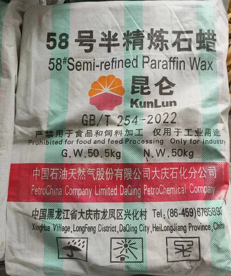 Kunlun Brand Semi Industrial Grade Bulk 58/60 Fully Refined Paraffin Wax for Candles 