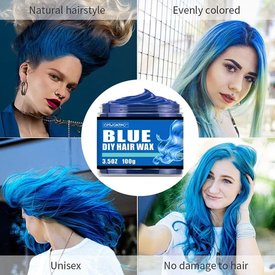 OEM Organic Natural Matte Wholesale 4 Color Hair Blue Color Clay Wax 