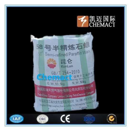 Paraffin Wax Semi Refined 58# Daqing Paraffin Wax Kunlun 